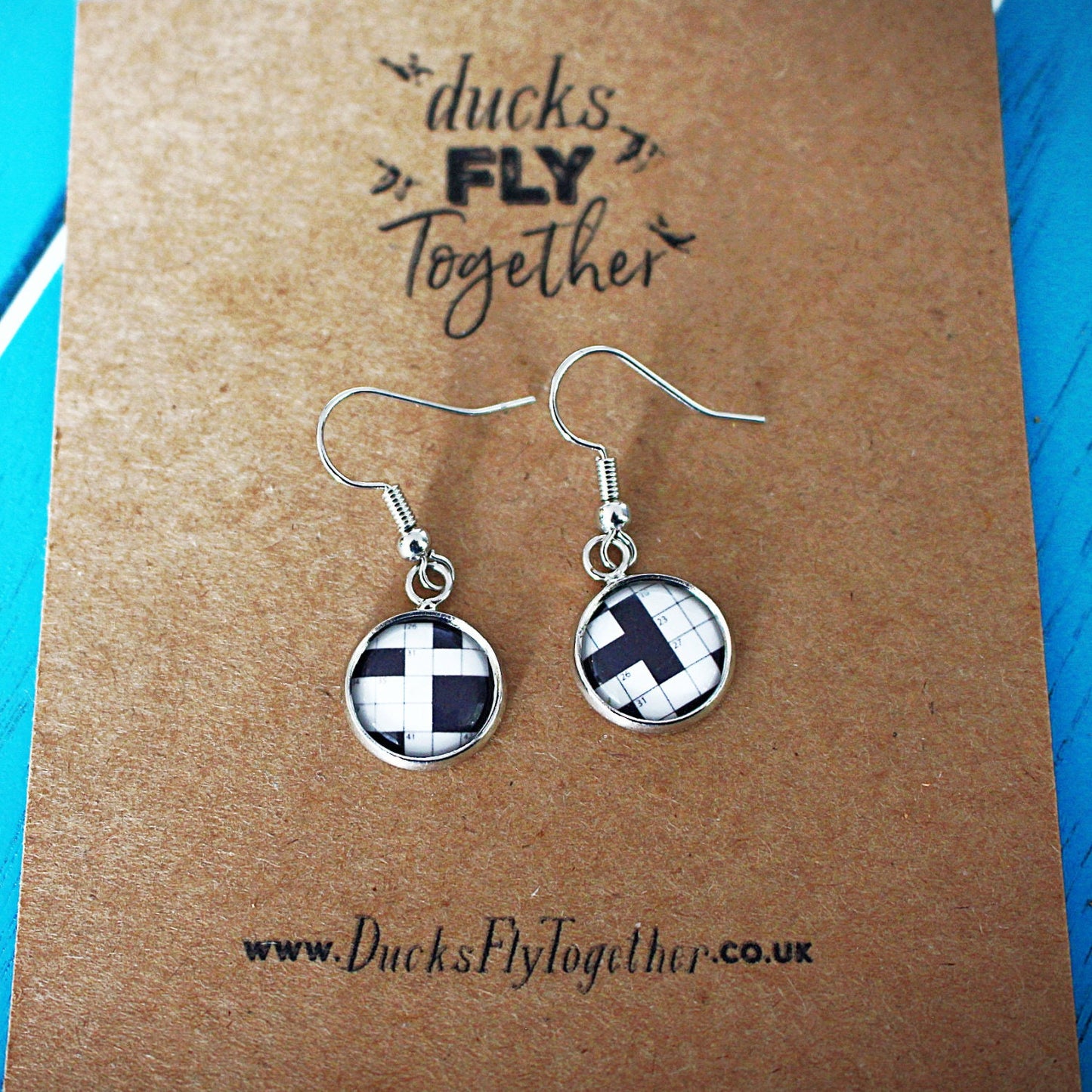 Crossword Earrings! Unique gift for Crossword puzzle lover! Attractive monochrome, modern, minimalist design. Mothers Day Gift. Gift for Mum