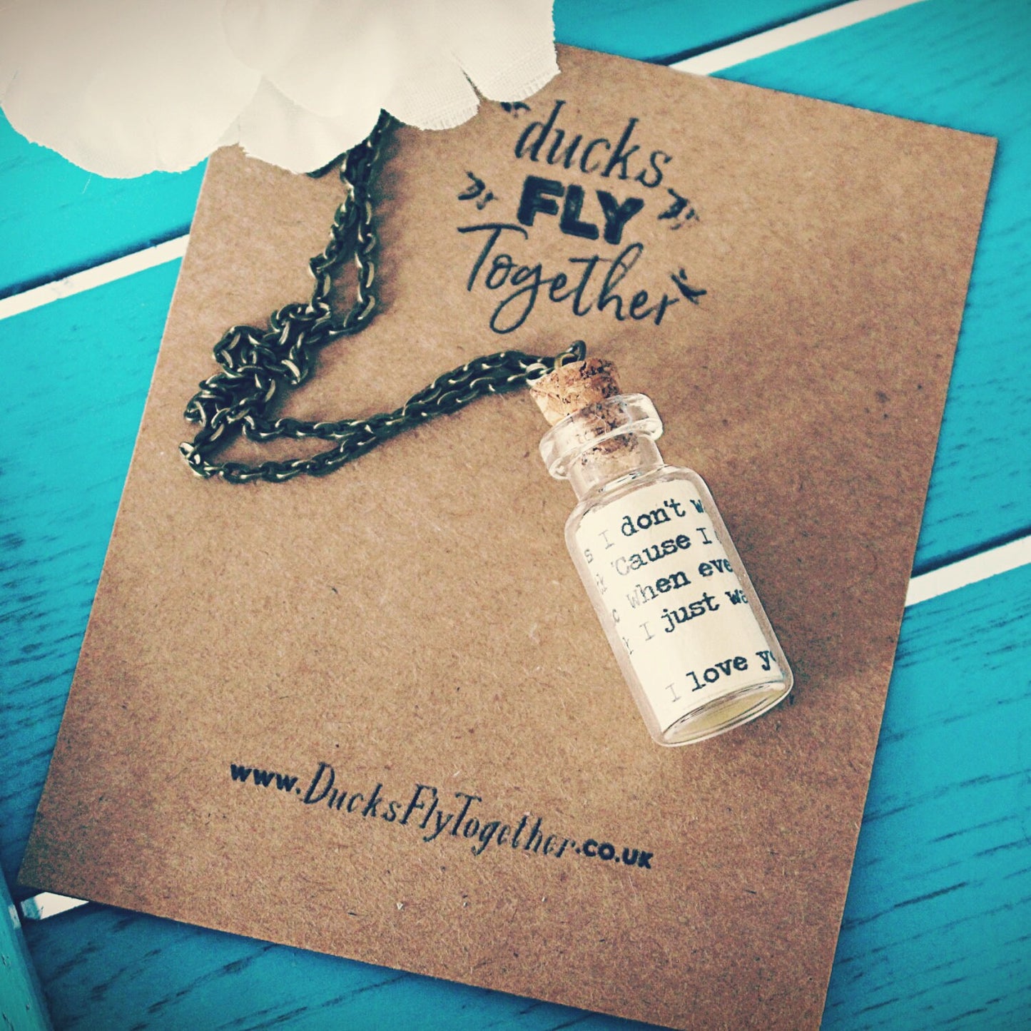 Message in a Bottle pendant. Personalised message necklace. Valentines gift. Song lyrics. Recycled book quotes. Love note. Wedding jewellery