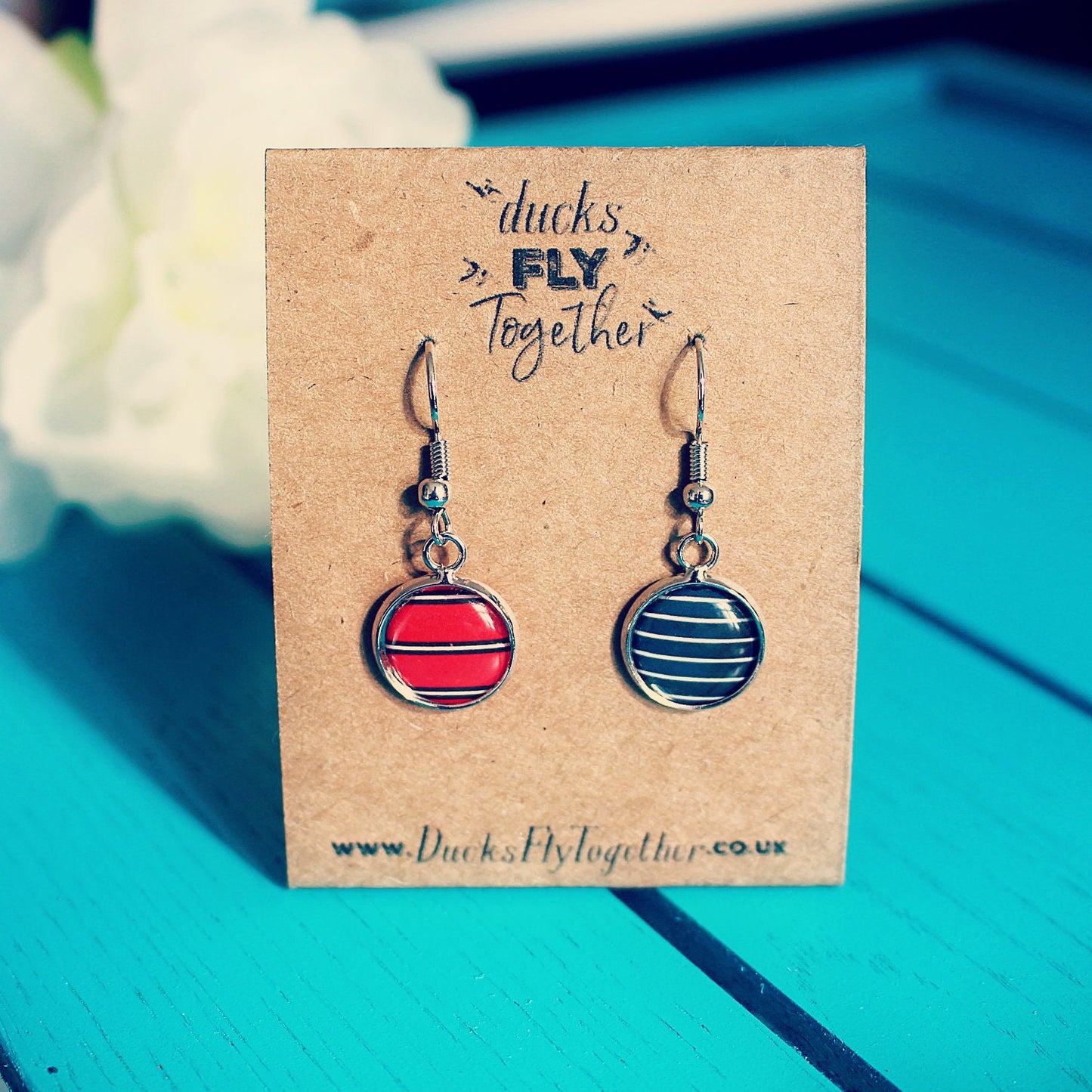 Rugby Earrings - Gift for rugby fan. Saracens. Harlequins. Gloucester. Leicester Tigers. Bath. Northampton Saints. Sale Sharks. Wasps.