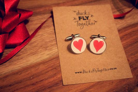 Unique recycled playing cards cufflinks. Heart cufflinks. Love. Vintage deck of cards. Romantic gift for him. Valentines Day. Wedding Groom