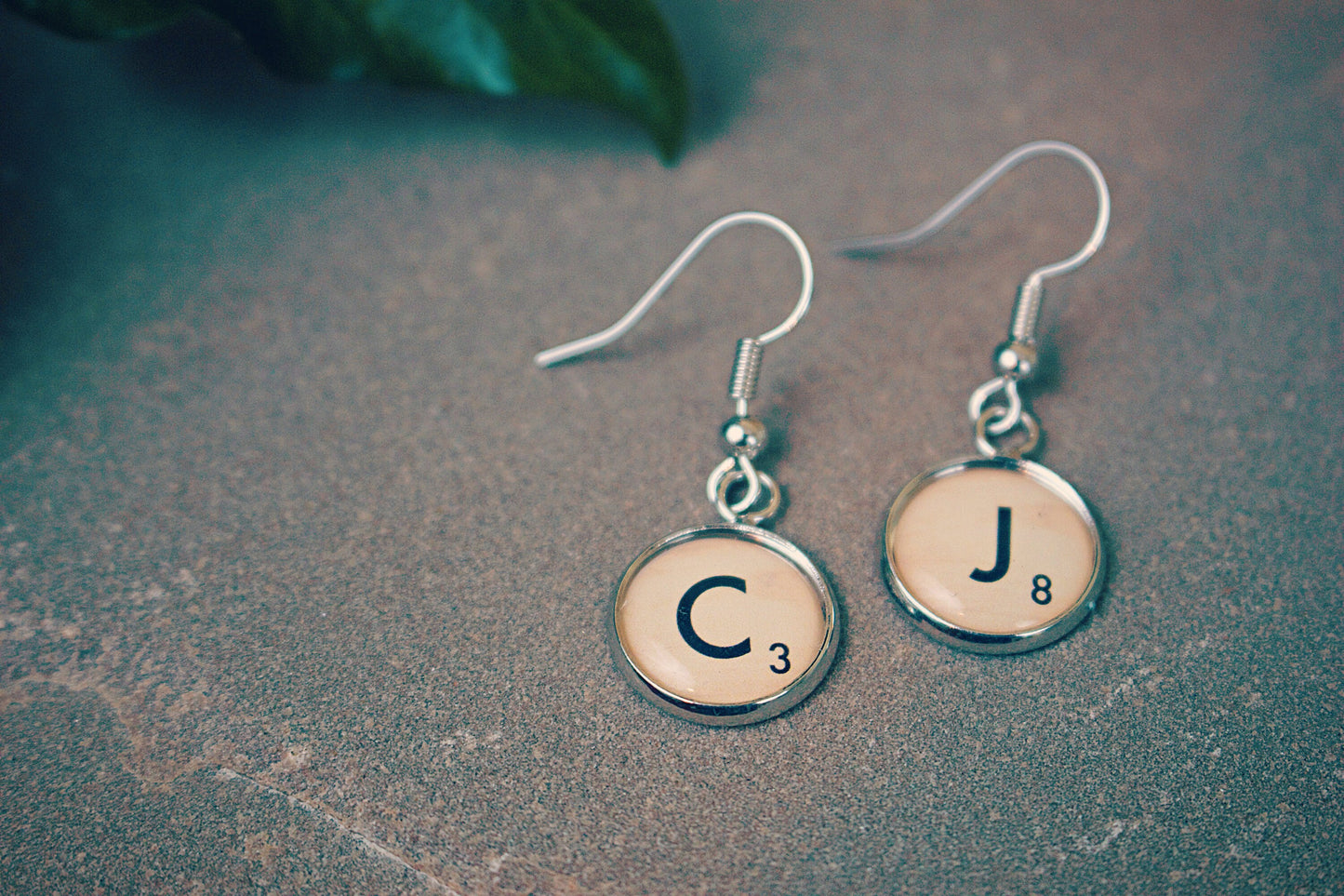 Scrabble letter earrings. Personalised initials. Monogram. Board game gift. Minimalist jewellery. Novelty gift. Wedding Bridesmaid earrings.