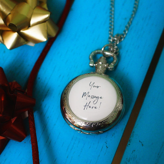 Personalised Pocket Watch. Your Message on a unique, bespoke time piece. Father of the Bride. Wedding accessory. Vows. Quotes. Gift for him.