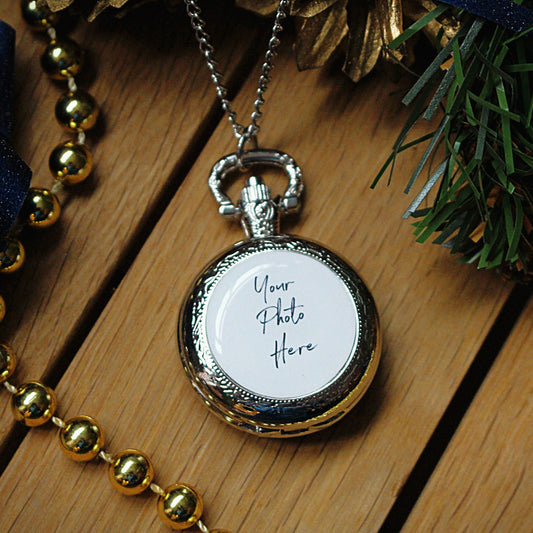 Personalised Pocket Watch. Your Photo/image on a unique, bespoke time piece. Father of the Bride. Wedding accessory Gift for him. Photograph