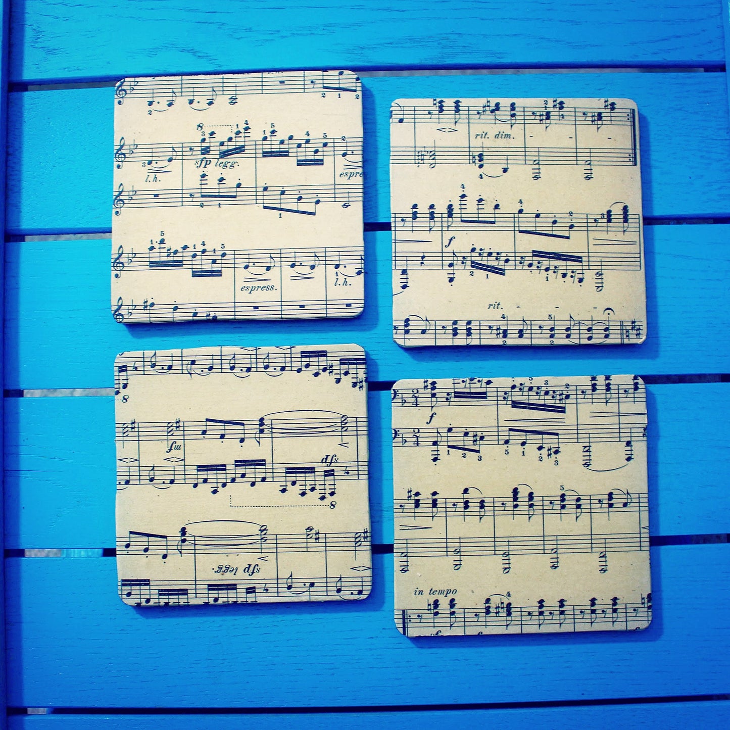 Music score coasters. Recycled sheet music gift. Music lover. Personalised musician gift. Upcycled musical. Mothers Day Gift. Gift for Mum.