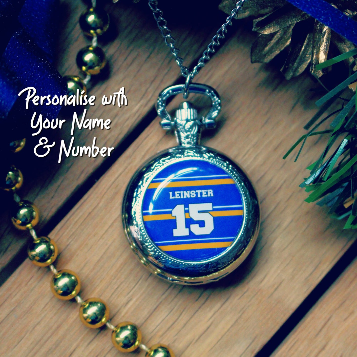 Leinster Rugby Pocket Watch. Personalised gift for rugby fan. Christmas present for men. PRO14 Rugby. Sports shirt Your name. Irish. Ireland