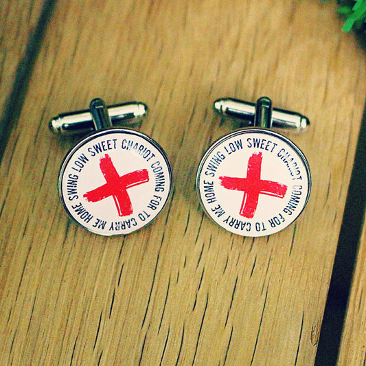 Swing Low Sweet Chariot Cufflinks. England Rugby Fan. Rugby gift for him.Rugby Anthem. Six Nations. Twickenham. Present for dad. St Georges.