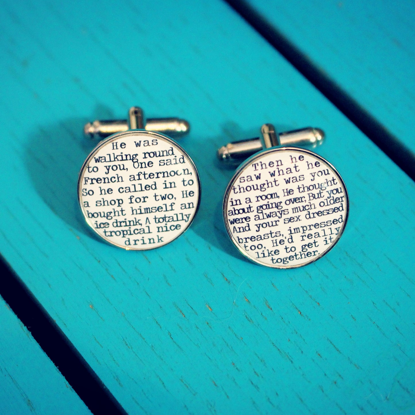 Song Lyrics Cufflinks - Unique and personal gift - Valentines Day gift for him - Wedding cufflinks, groom, best man, ushers. First Dance