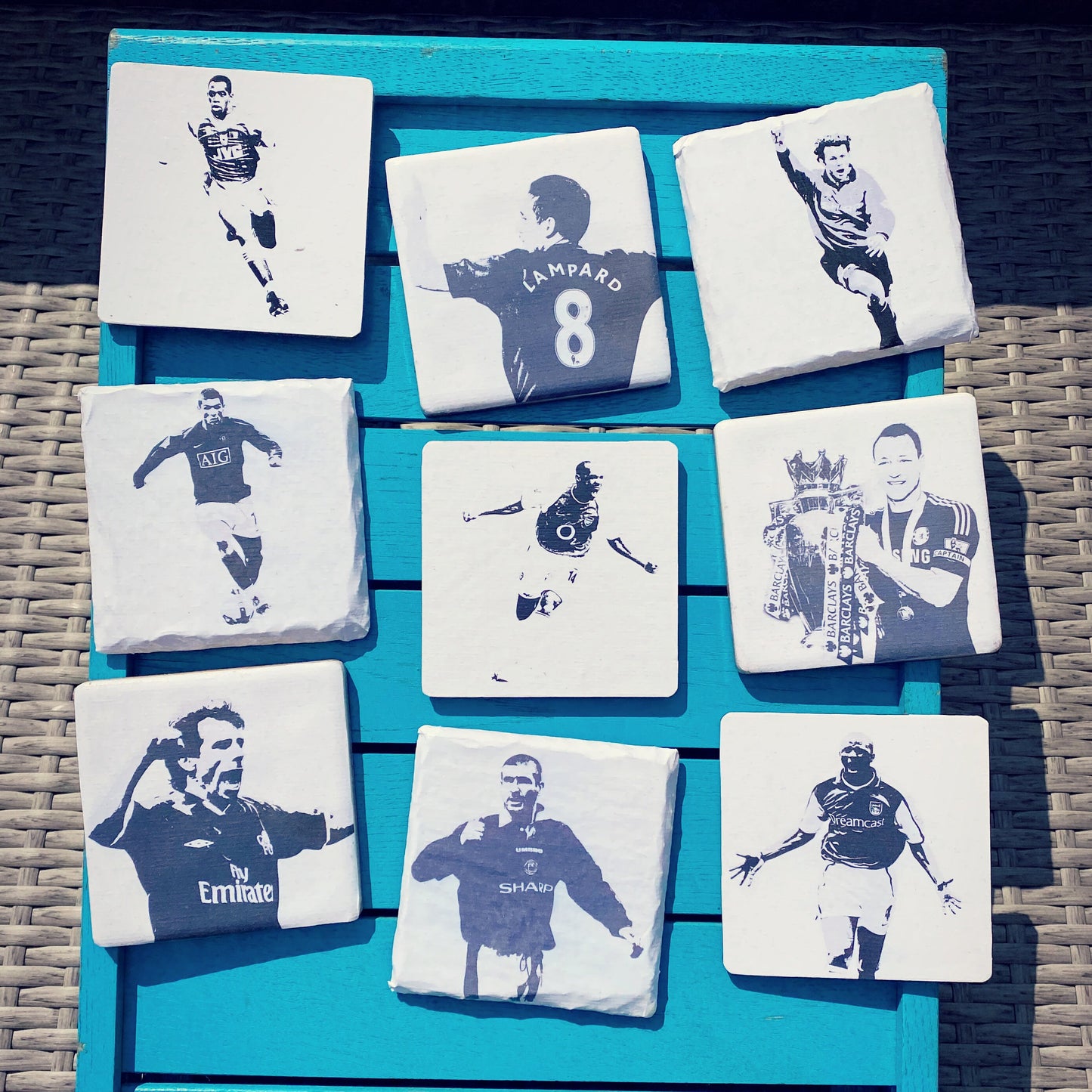 Football Legends Coasters! Your favourite players. Home pub. Beer mats. Arsenal Chelsea Man United Spurs Newcastle Man City . Euro 2021.