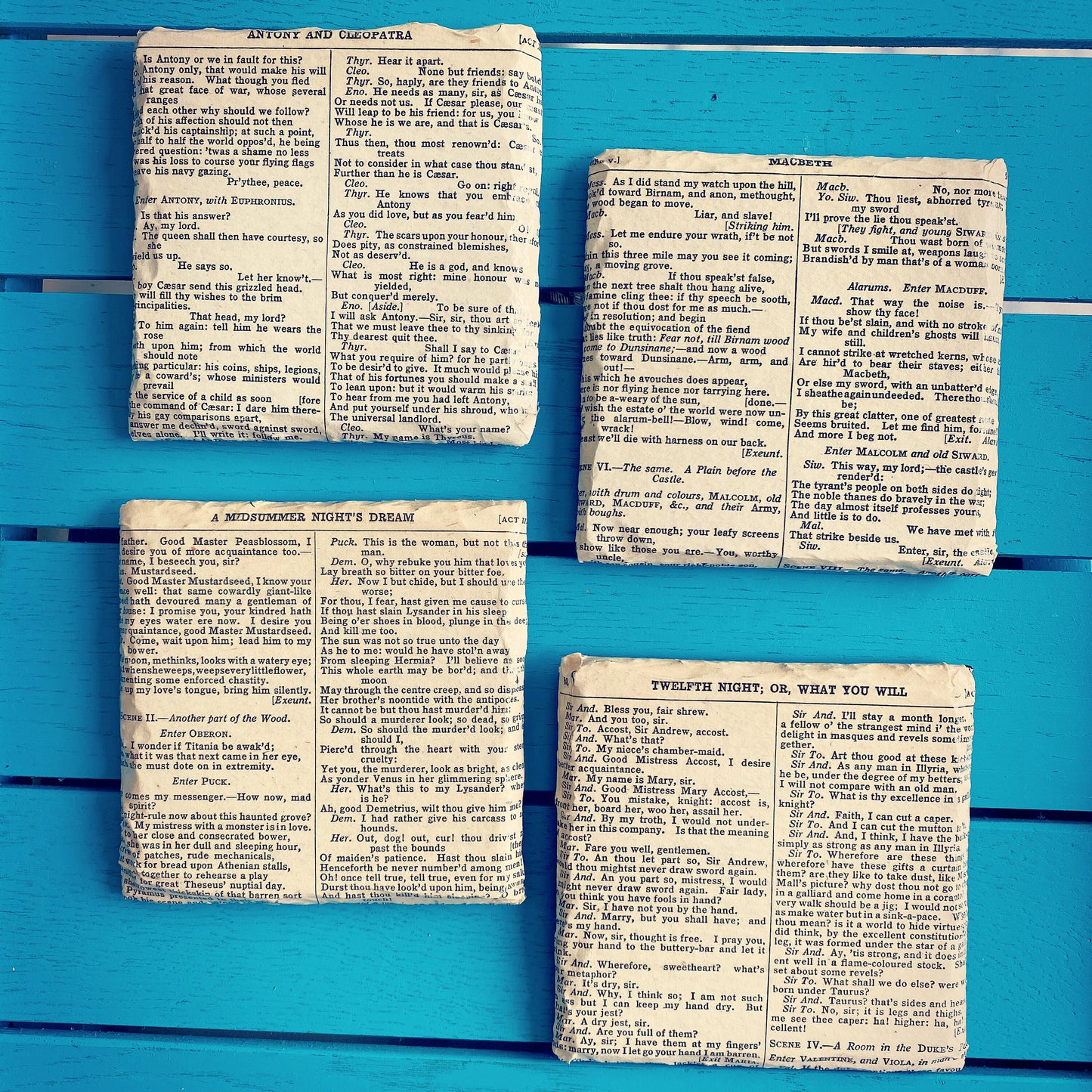 Shakespeare recycled book page coasters. Personalised novelty gift. Literature. Book lover. Kitchen gift. Mothers Day Gift. Gift for Mum.