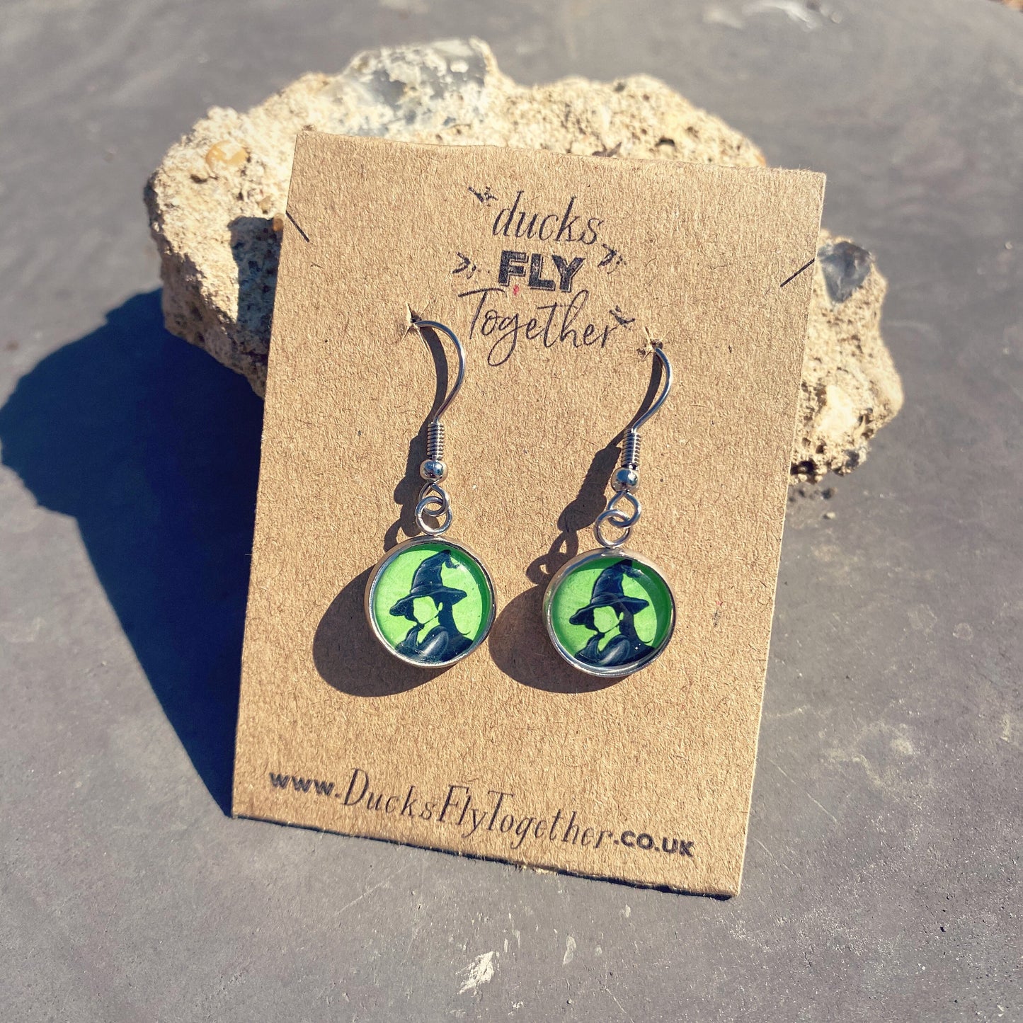 Wicked Musical Earrings. Wizard of Oz. Glinda the Good. Elphaba. For Good. Defying Gravity. Theatre lover. Mothers Day Gift. Gift for Mum.