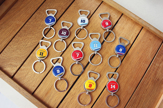 Football Team Colours Bottle Openers Your team shirt with name and number Personalised sports jersey jewellery Gift for football fan Alcohol