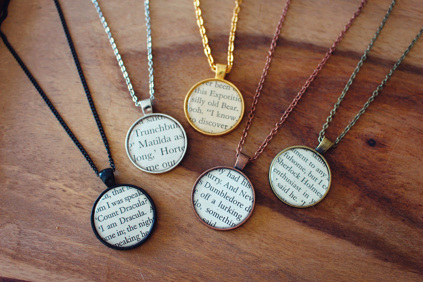 Recycled Book Page Necklaces. Recycled Literature Jewellery. Bookworm Vintage Book. Reading Book Lover. Mothers Day Gift. Gift for Mum.