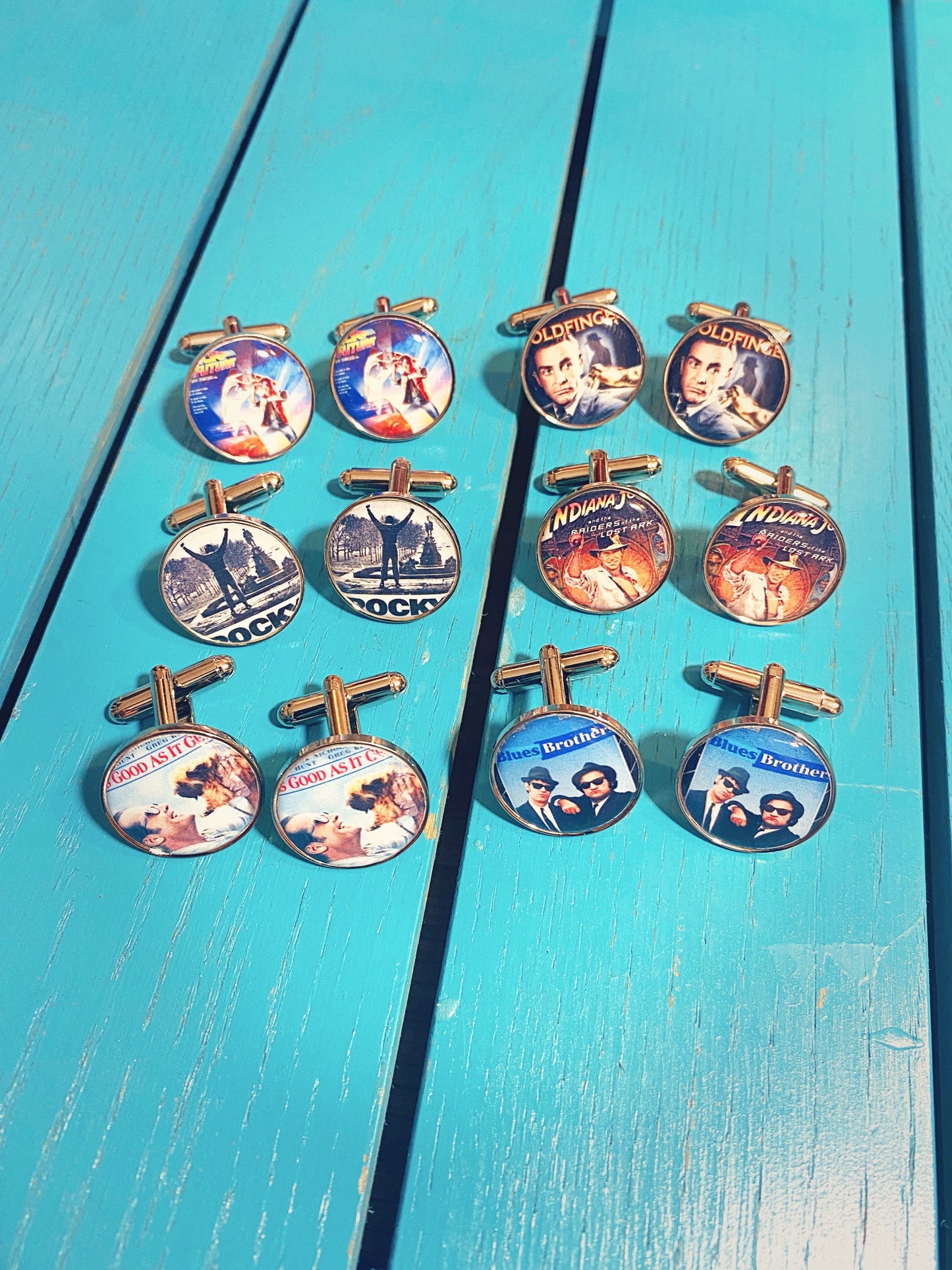 Classic Film Poster Cufflinks Tie Clips Pocket Watch. Movie lover. Gift for him. Groomsmen. Present for dad brother boyfriend husband Cinema