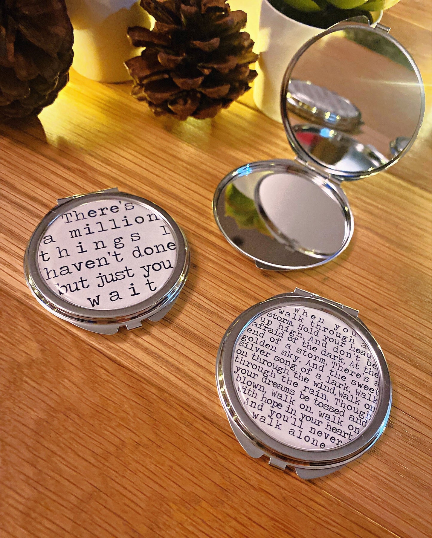 Song Lyrics Compact Mirror. Personalised Favourite Music Pocket Mirror. First Dance Song Words. Musical Theatre Gift.