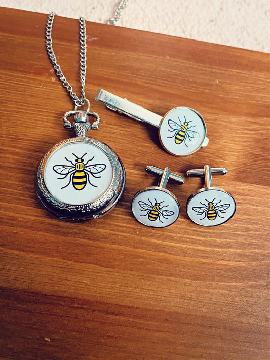 Manchester Worker Bee Cufflinks. Manc Symbol. Mancunian Emblem. Queen Bee. Working Bee. Manchester City Pride. Groom Cufflinks. Lancashire.