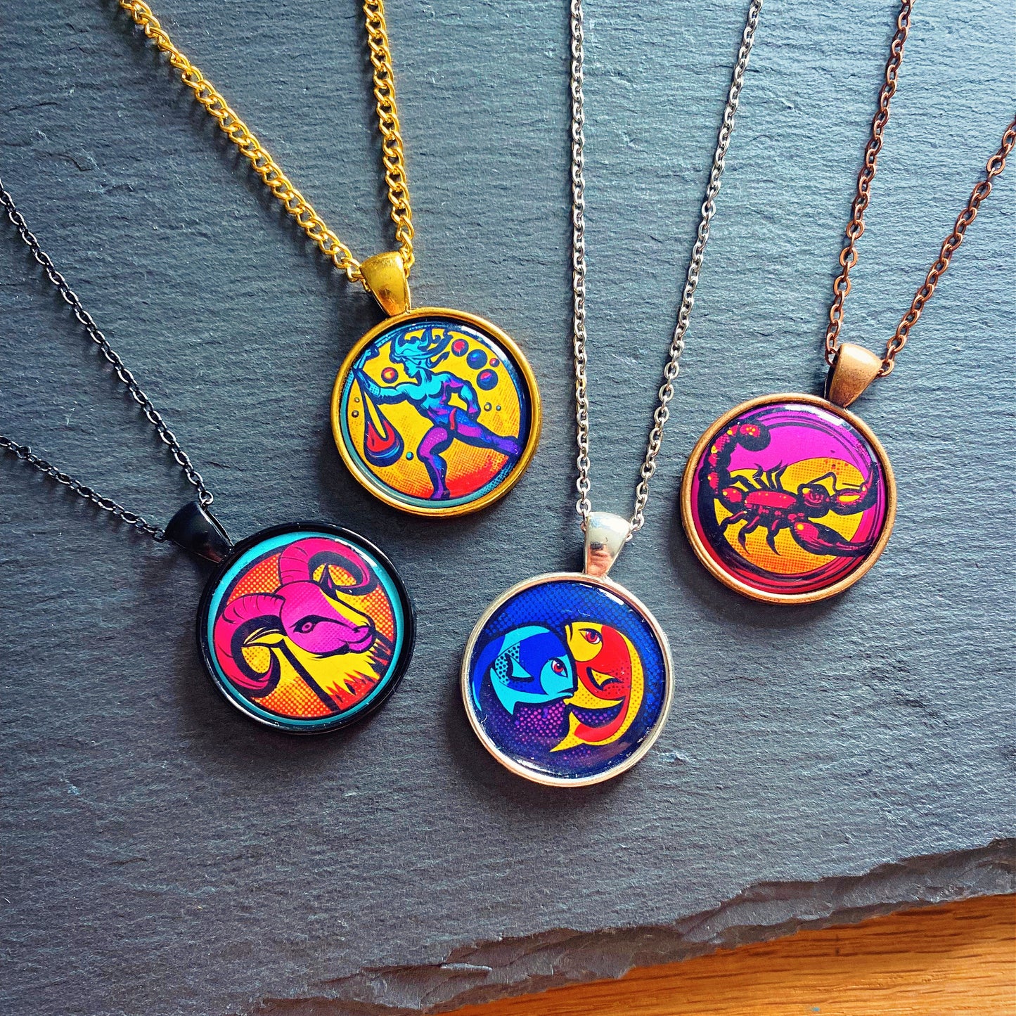 Pisces Earrings. Horoscope Symbol Necklace. Zodiac Sign Jewellery. Astrology Earrings. Pop Art Colourful Pendant. Star Sign Gift. Fish.