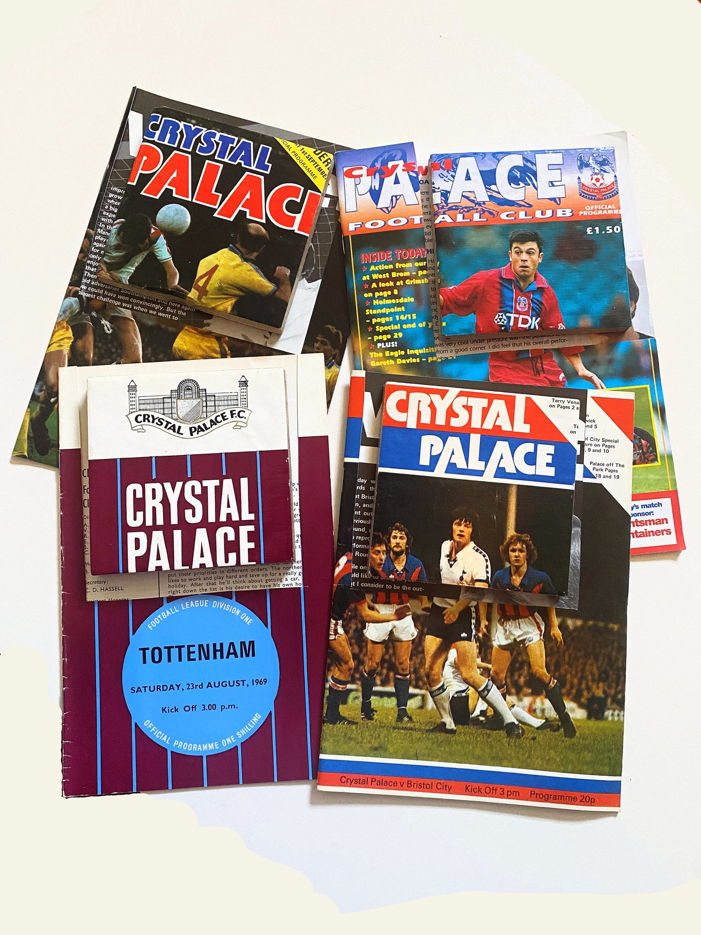 Vintage Crystal Palace Football Programme Coasters. Upcycled Football Gift. Man Cave Home Decor. Retro Football Gift for Dad.