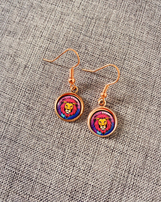 Leo Earrings. Horoscope Symbol Necklace. Zodiac Sign Jewellery. Astrology Earrings. Pop Art Colourful Pendant. Star Sign Gift. Lion.