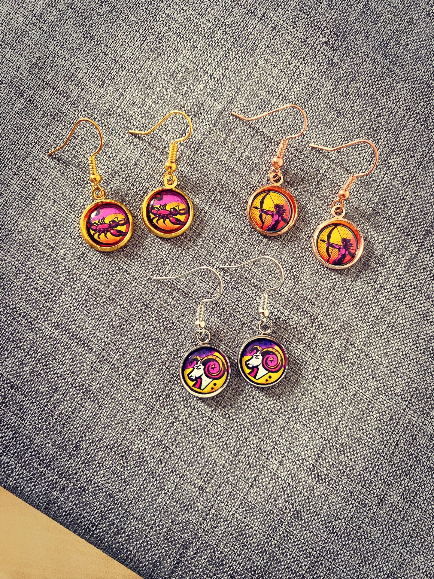 Cancer Earrings. Horoscope Symbol Necklace. Zodiac Sign Jewellery. Astrology Earrings. Pop Art Colourful Pendant. Star Sign Gift. Crab.