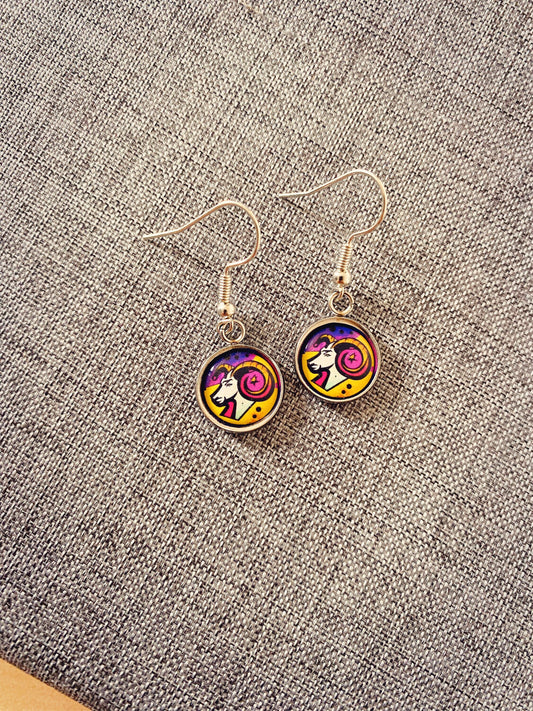 Capricorn Earrings. Horoscope Symbol Necklace. Zodiac Sign Jewellery. Astrology Earrings. Pop Art Colourful Pendant. Star Sign Gift. Goat.