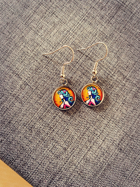 Virgo Earrings. Horoscope Symbol Necklace. Zodiac Sign Jewellery. Astrology Earrings. Pop Art Colourful Pendant. Star Sign Gift. Maiden.