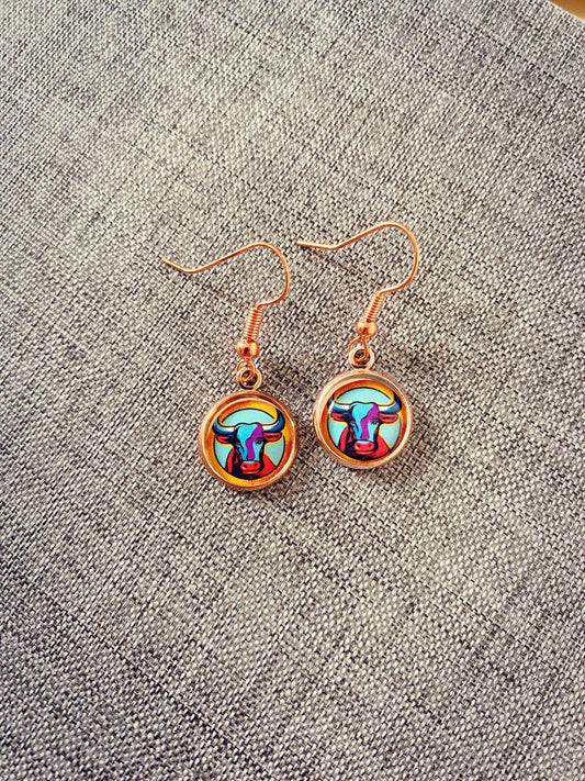 Taurus Earrings. Horoscope Symbol Necklace. Zodiac Sign Jewellery. Astrology Earrings. Pop Art Colourful Pendant. Star Sign Gift. Bull.