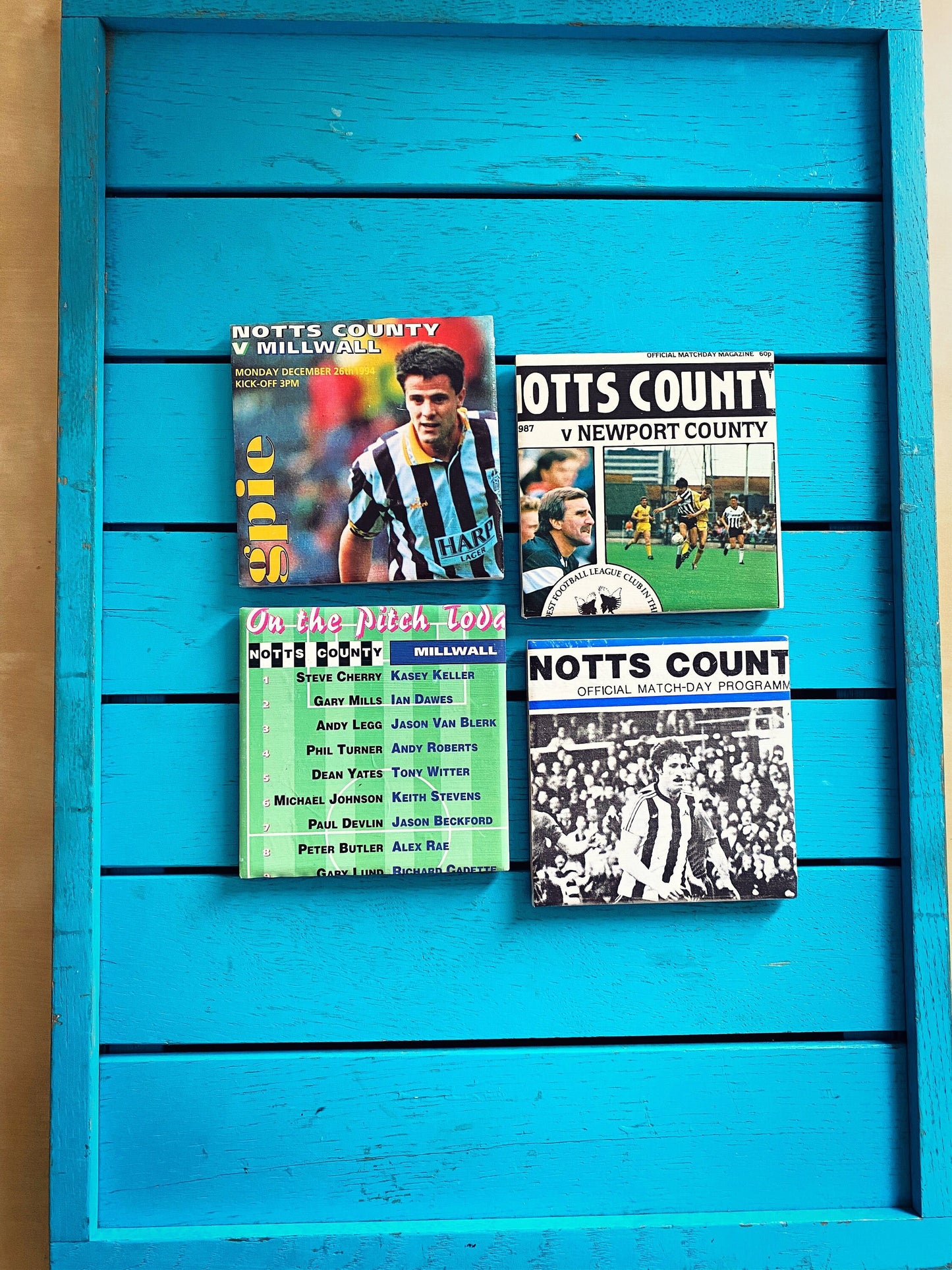 Vintage Notts County Football Programme Coasters. Upcycled Football Gift. Man Cave Home Decor. Retro Football Gift for Dad. Nottingham