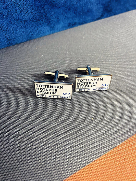 Tottenham Hotspur Football Stadium Cufflinks. White Hart Lane Stadium. Gift for Spurs Fan. Road Sign Tie Bar. Personalised Street Name.