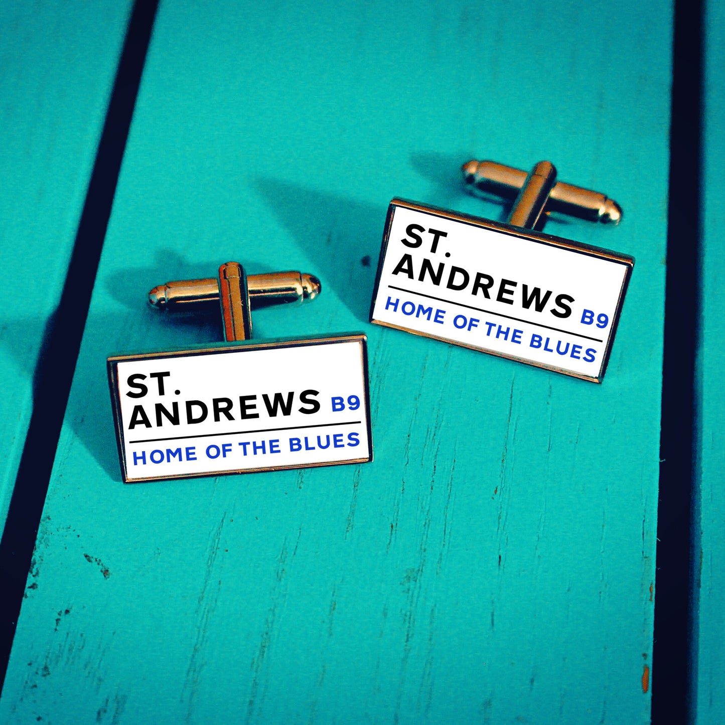 Birmingham City Football Shirt Cufflinks. St Andrews Stadium. Gift for Blues Fan. Road Sign Tie Bar Personalised Name and Number. Christmas