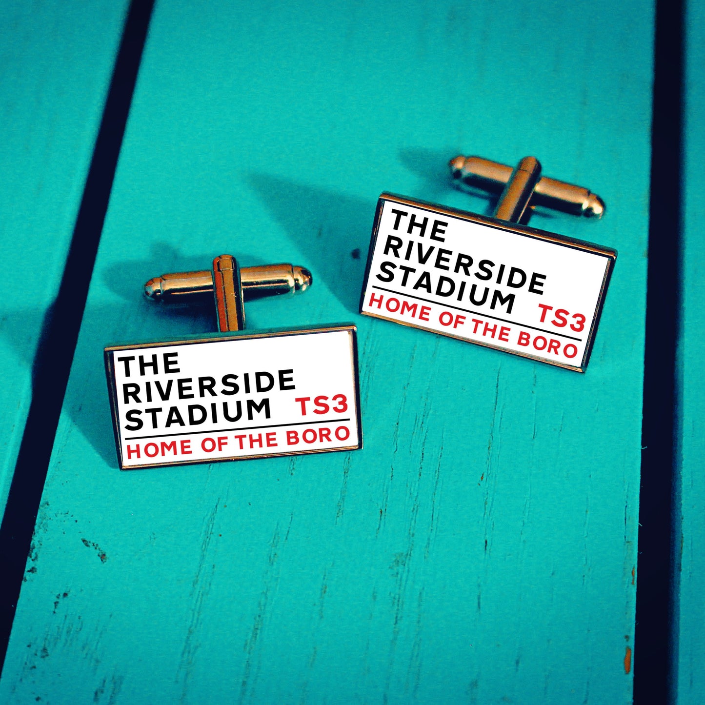 Middlesbrough Football Stadium Cufflinks. Riverside Stadium. Gift for Boor Fan. Road Sign Tie Bar Personalised Street Name. Christmas