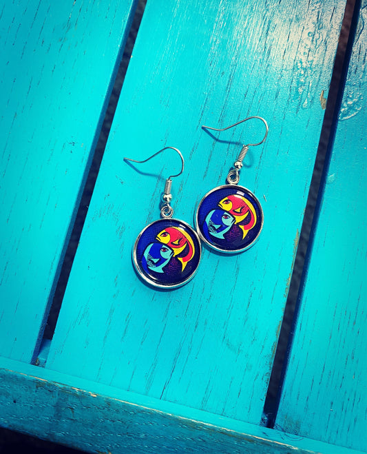 Pisces Earrings. Horoscope Symbol Necklace. Zodiac Sign Jewellery. Astrology Earrings. Pop Art Colourful Pendant. Star Sign Gift. Fish.