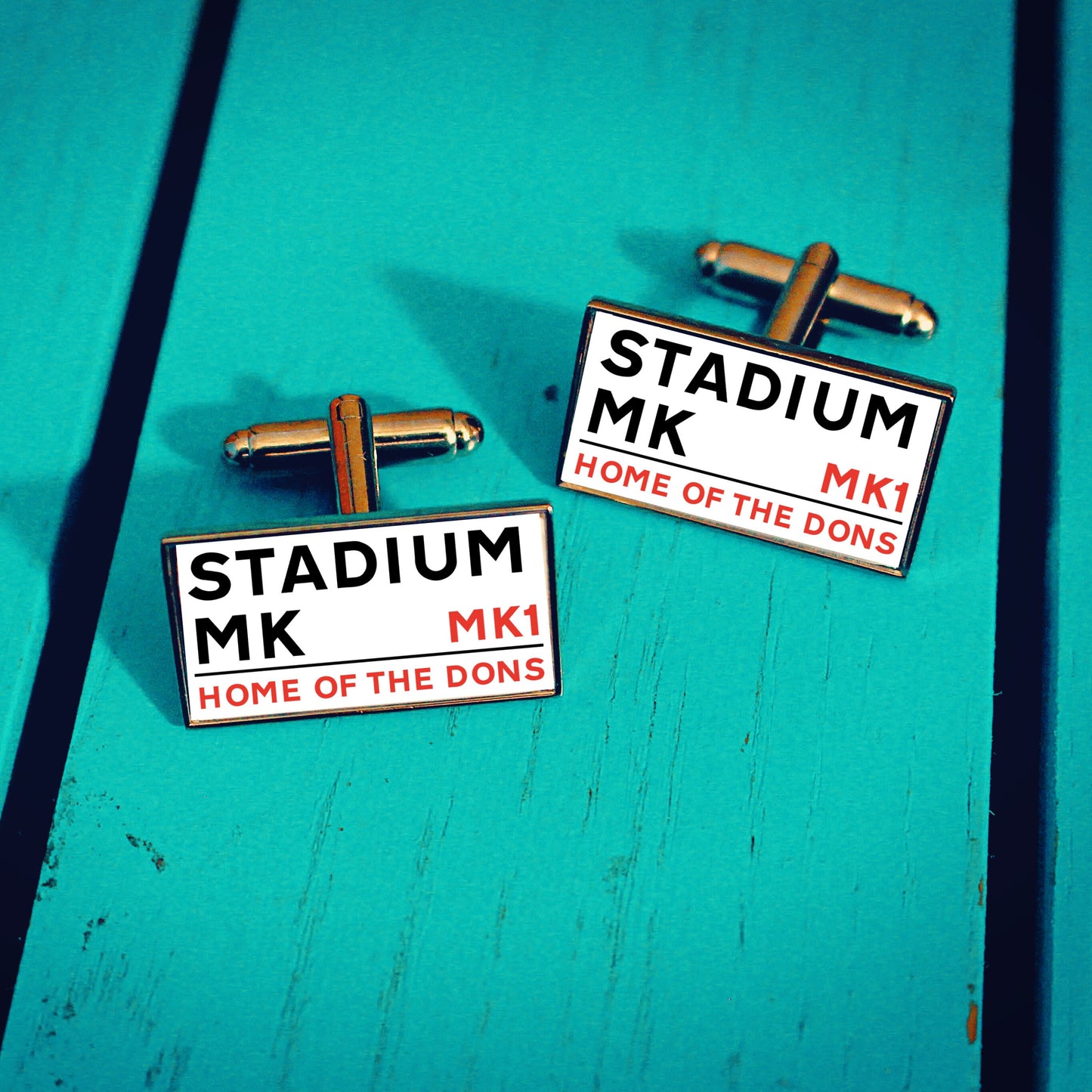 MK Dons Football Stadium Cufflinks. Stadium MK. Gift for Dons Fan. Wimbledon. Road Sign Tie Bar Personalised Street Name. Christmas