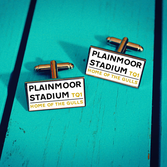 Torquay United Football Stadium Cufflinks. Plainmoor Stadium. Gift for Gulls Fan. Road Sign Tie Bar Personalised Street Name. Christmas