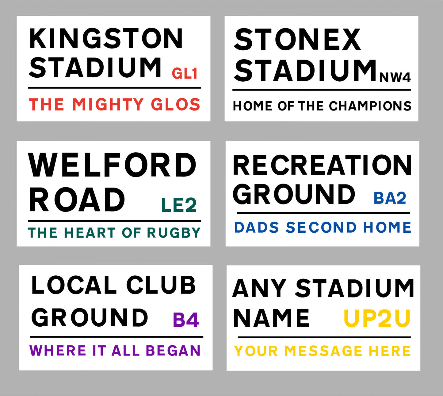 Northampton Saints Rugby Stadium Cufflinks. Franklins Gardens Stadium. Gift for Saints Fan. Road Sign Tie Bar Personalised Street Name.