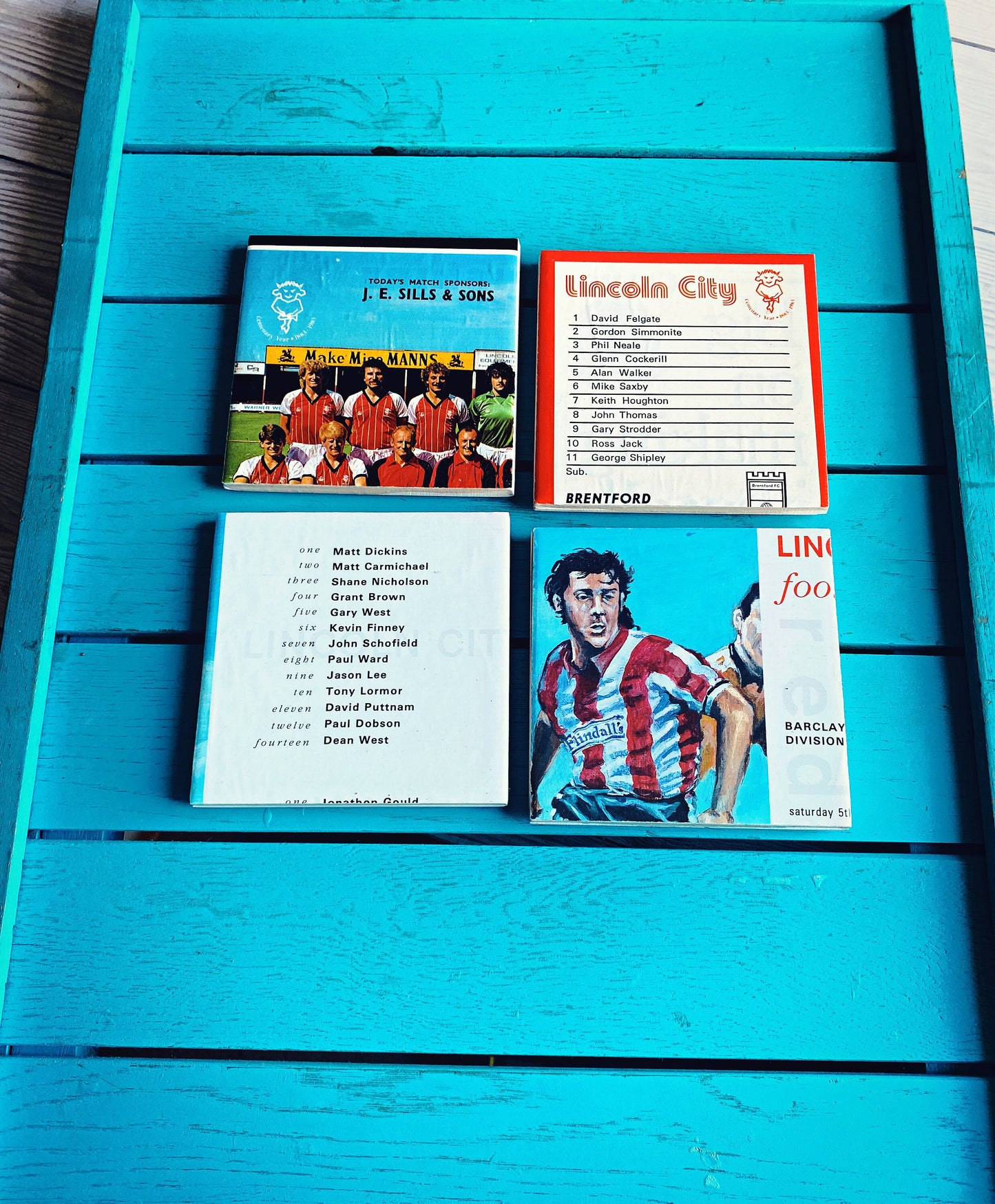 Vintage Lincoln City Football Programme Coasters. Upcycled Football Gift. Man Cave Home Decor. Retro Football Gift for Dad.