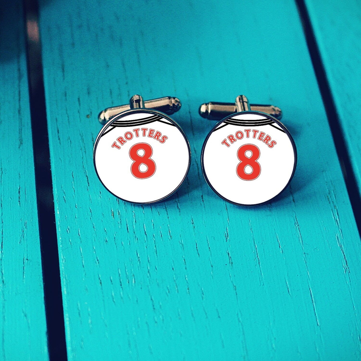 Bolton Wanderers Football Shirt Cufflinks. Toughsheet Community Stadium. Gift for Trotters Fan. Road Sign Tie Bar. Personalised Name Number