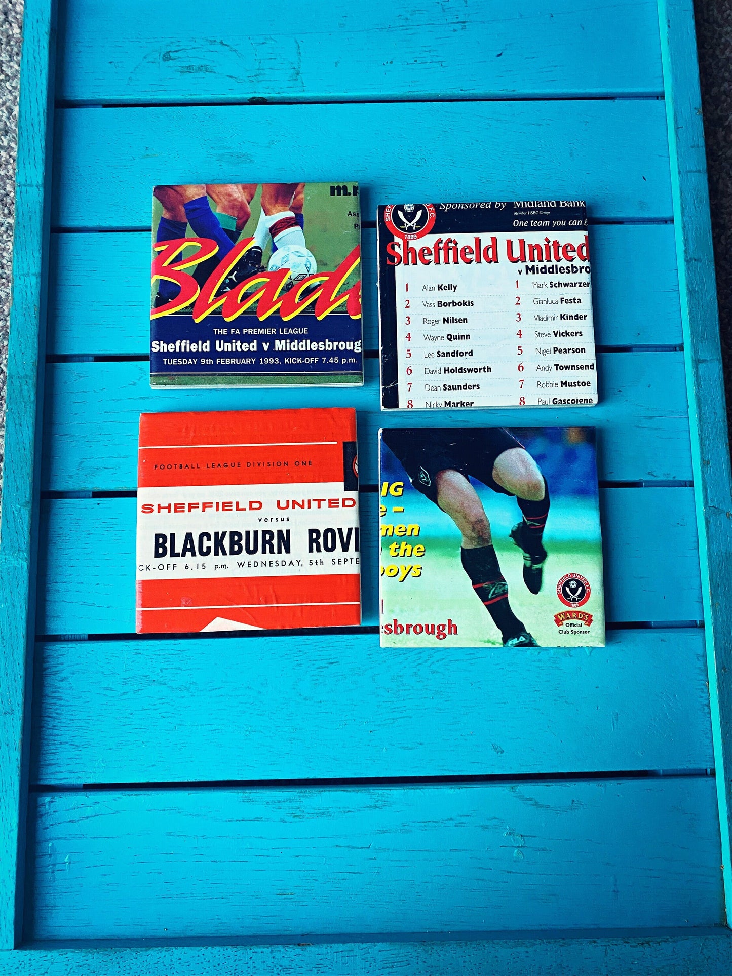 Vintage Sheffield United Football Programme Coasters. Upcycled Football Gift. Man Cave Home Decor. Retro Football Gift for Dad.