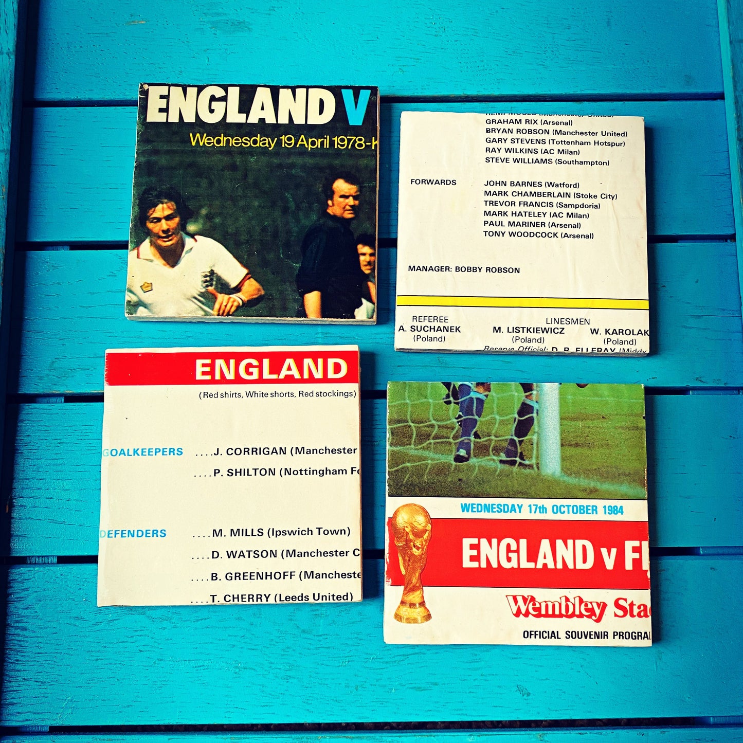 Vintage England Football Programme Coasters. Upcycled Football Gift. Man Cave Home Decor. Retro Football Gift for Dad. Wembley. Three Lions.